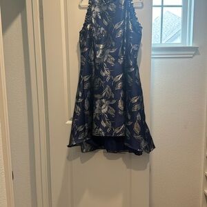 Adrianna Papell Blue Floral High Low Dress